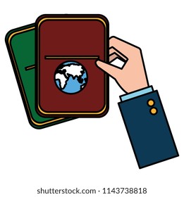 hand with passport document