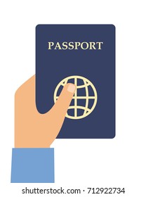 Hand with the passport on a white background. Vector illustration