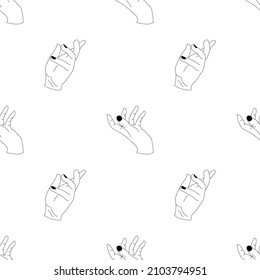 Hand pattern made in minimalist style. 2 kinds of hand positions. Women's hands. Black and white