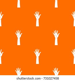 Hand pattern repeat seamless in orange color for any design. Vector geometric illustration