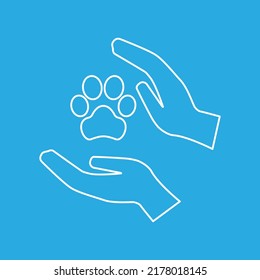 hand and paw icon, animal protection concept, vector illustration