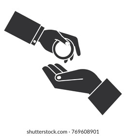 hand paying coin money isolated icon