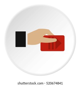 Hand pays for parking icon. Flat illustration of hand pays for parking vector icon for web