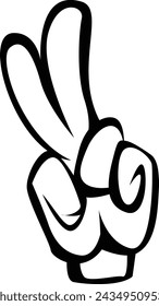Hand Peace Cartoon Vector Drawing Illustration