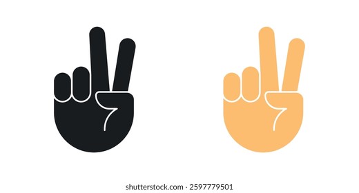 Hand peace colored icon set. Stock Vector