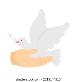 hand with peace dove design