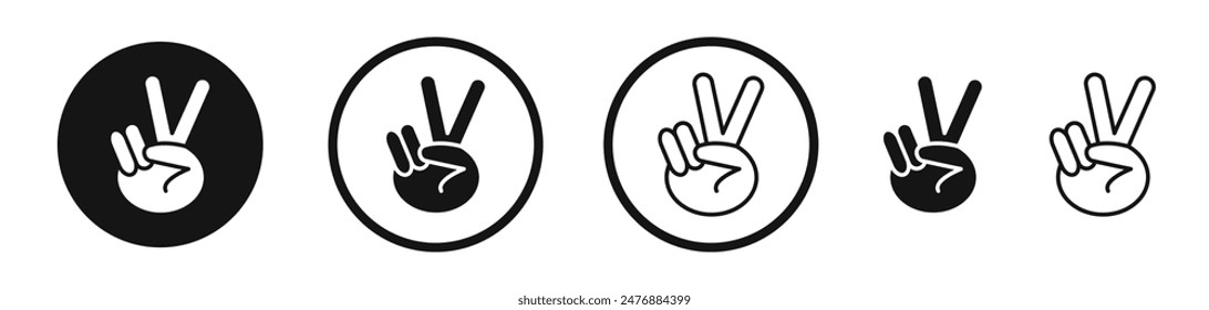 Conjunto de iconos de línea plana Hand Peace.