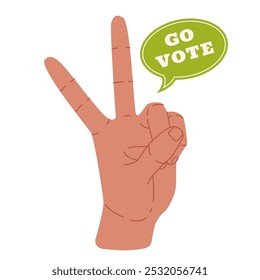 Mão gesto de paz. Vá votar. Votação 2024. Campanha eleitoral