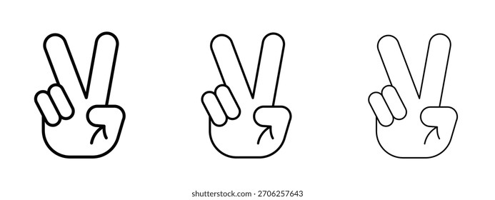 Hand peace icon linear style sign for mobile concept and web design.