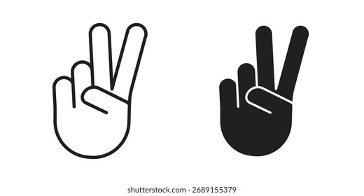 Vector del icono de la paz de la mano en diseño plano simple, contorno.