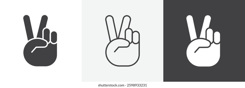 Hand peace icons in Thin line black color. flat simple vector symbols illustration.