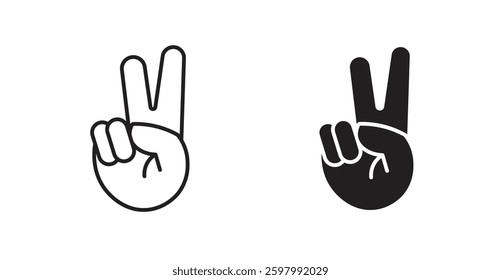 Hand peace line icon vector set.