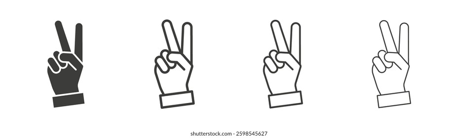 Hand peace line icon vector illustration set.