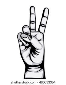 diseño de ilustración vectorial de la paz de mano y el símbolo de amor