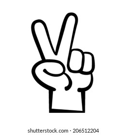 Hand peace sign cartoon vector illustration