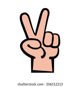 Hand Peace Sign Cartoon Vector Illustration