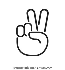 Hand Peace Sign, Finger Peace Sign Vector Icon Symbol Illustration Background