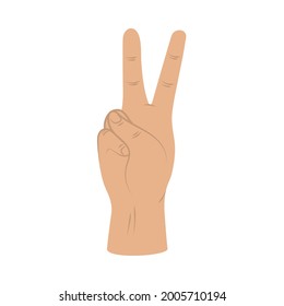 hand peace sign gesturing isolated