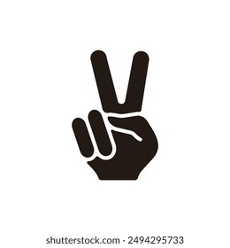 Hand peace sign icon. Flat silhouette version.