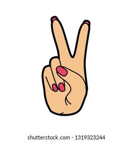 hand with peace sign and love pop art