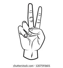 Hand peace sign pop art