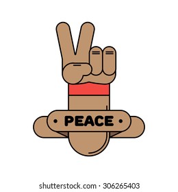 Hand peace sign symbol hand logo fingers hippies