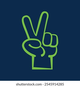 Hand peace sign trendy artwork pleasant abstract vector illustration colorful practical design.eps