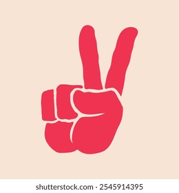 Hand peace sign trendy artwork aesthetic abstract vector illustration colorful practical design.eps