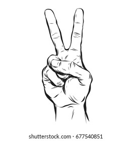 Hand Peace Sign Vector