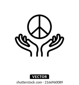 Hand and Peace sign, Vector, Icon, Illustration.