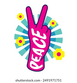 Hand with peace sign vector illustration, perfect for t shirt design