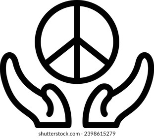 Hand peace single vector line icon 