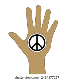 Hand with Peace symbol, isolated on transparent background. International official symbol of peace. Vector illustration