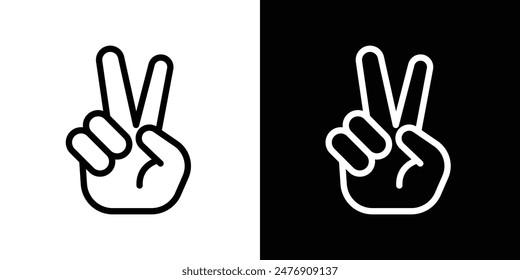 Hand peacevector icon set on white background.