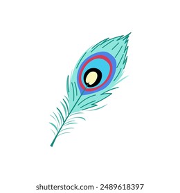 hand peacock feather cartoon. bird drawing, watercolor goose, pastel angel hand peacock feather sign. isolated symbol vector illustration