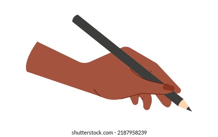 Hand with pen. Character writes or draws, creativity and art. Woman or young girl takes notes. Beauty, elegance and aesthetics. Poster or banner for website. Cartoon flat vector illustration