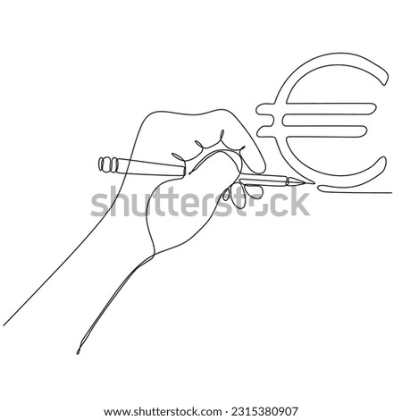 hand and pen continuous line drawing euro symbol Foto stock © 