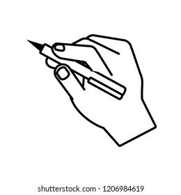 hand with pen ink write icon