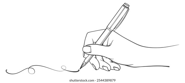 mão com ilustração de vetor de estilo de arte de linha de caneta