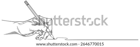 hand with pen line art vector illustration