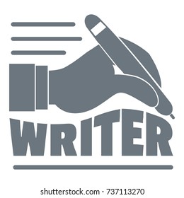 Hand with pen logo. Vintage illustration of hand with penvector logo for web