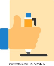 Hand with pen for note taking Flat Vector Icon