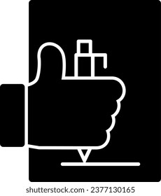 Hand with pen for note taking Solid Glyph Vector Icon