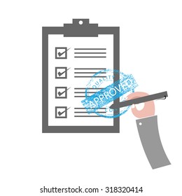 Hand and pen signs approved report