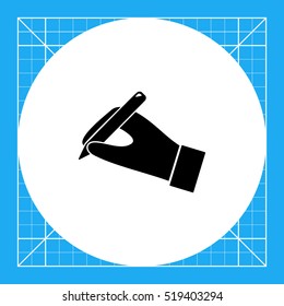 Hand with pen simple icon