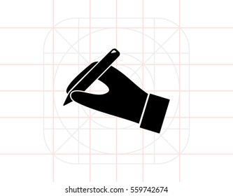 Hand with pen simple icon