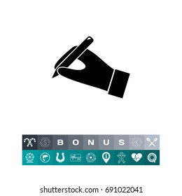 Hand with pen simple icon