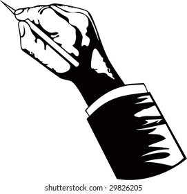 hand with a pen, vector