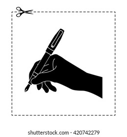 hand with pen vector icon