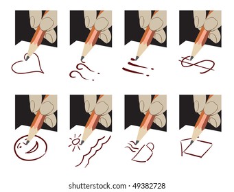 a hand with pencil do a drawing